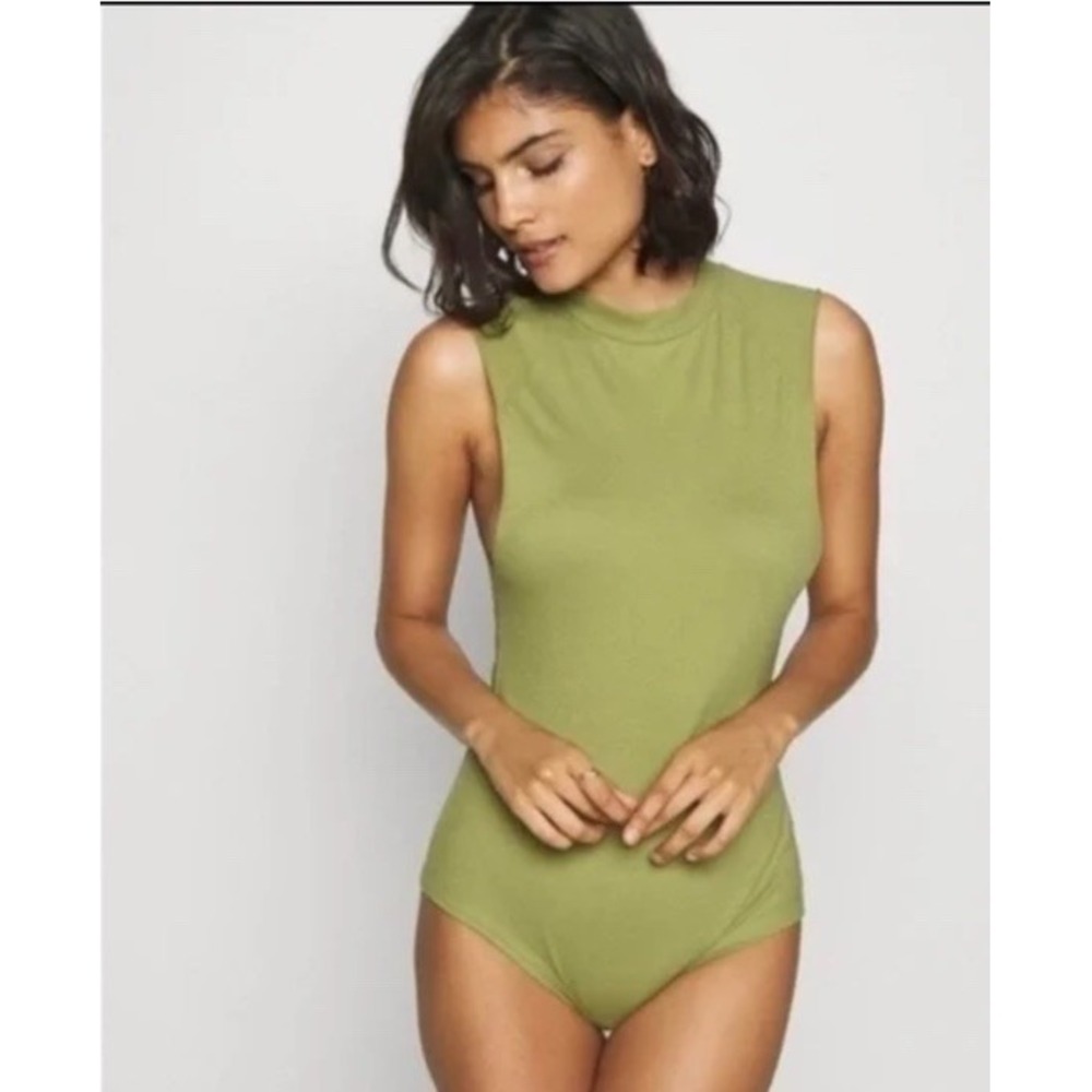 Free People Women's Muscle Beach Cotton  Bodysuit (Army Green, Size Small)